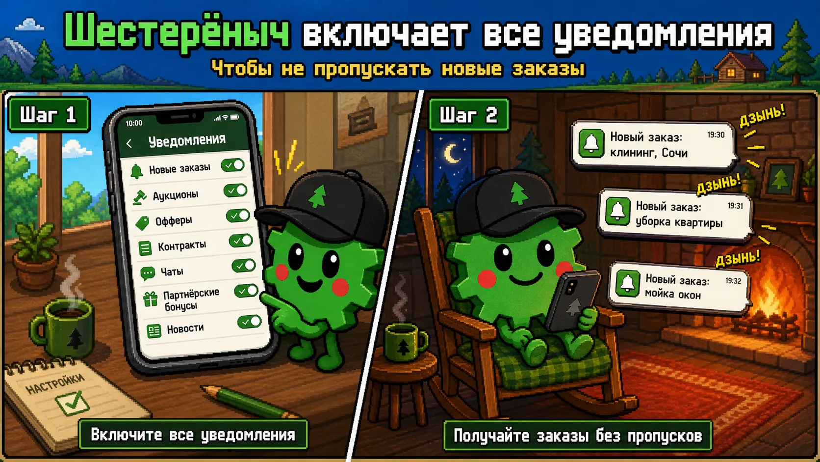 Включите все уведомления