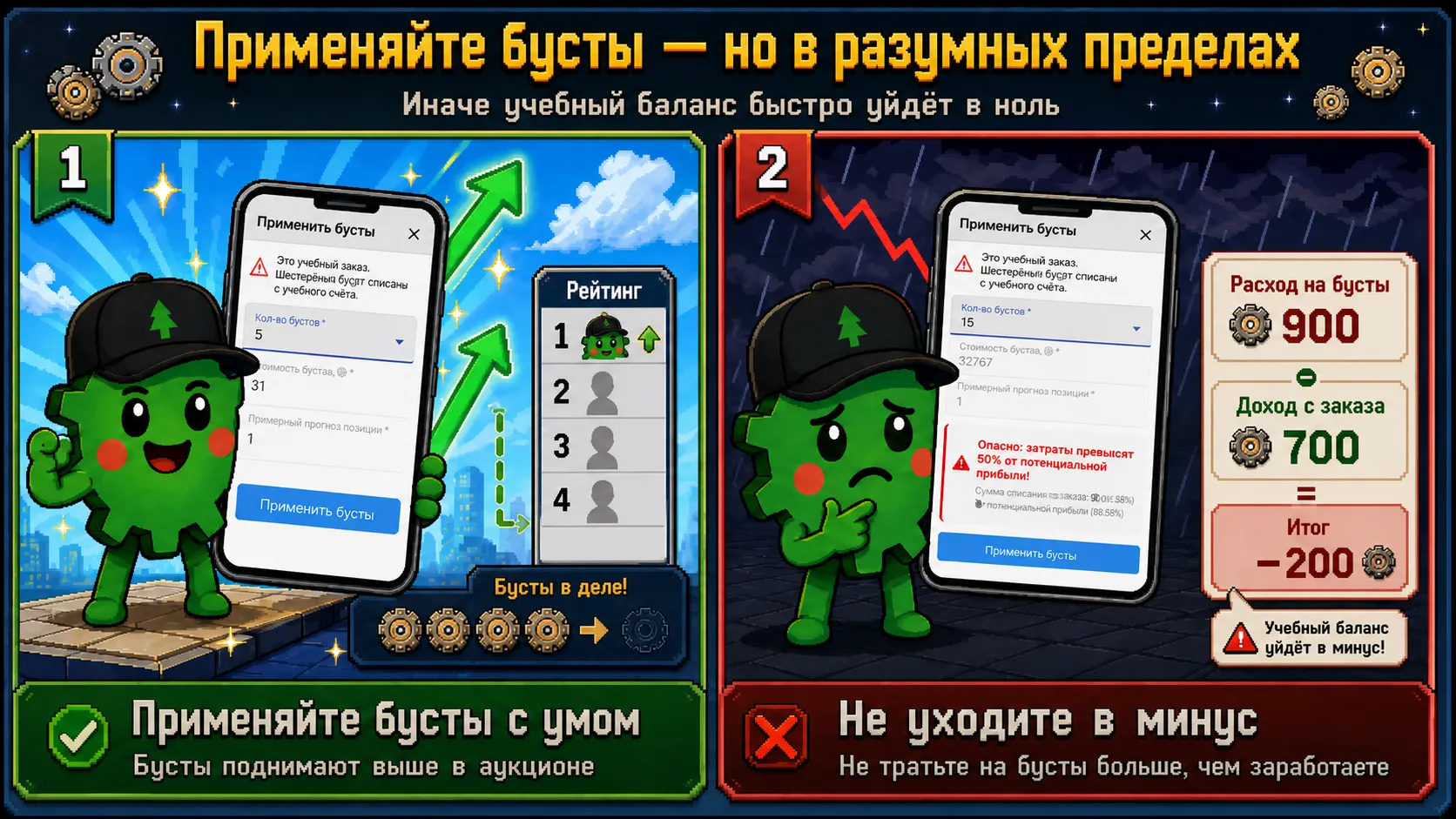 Применяйте бусты, но в разумных пределах