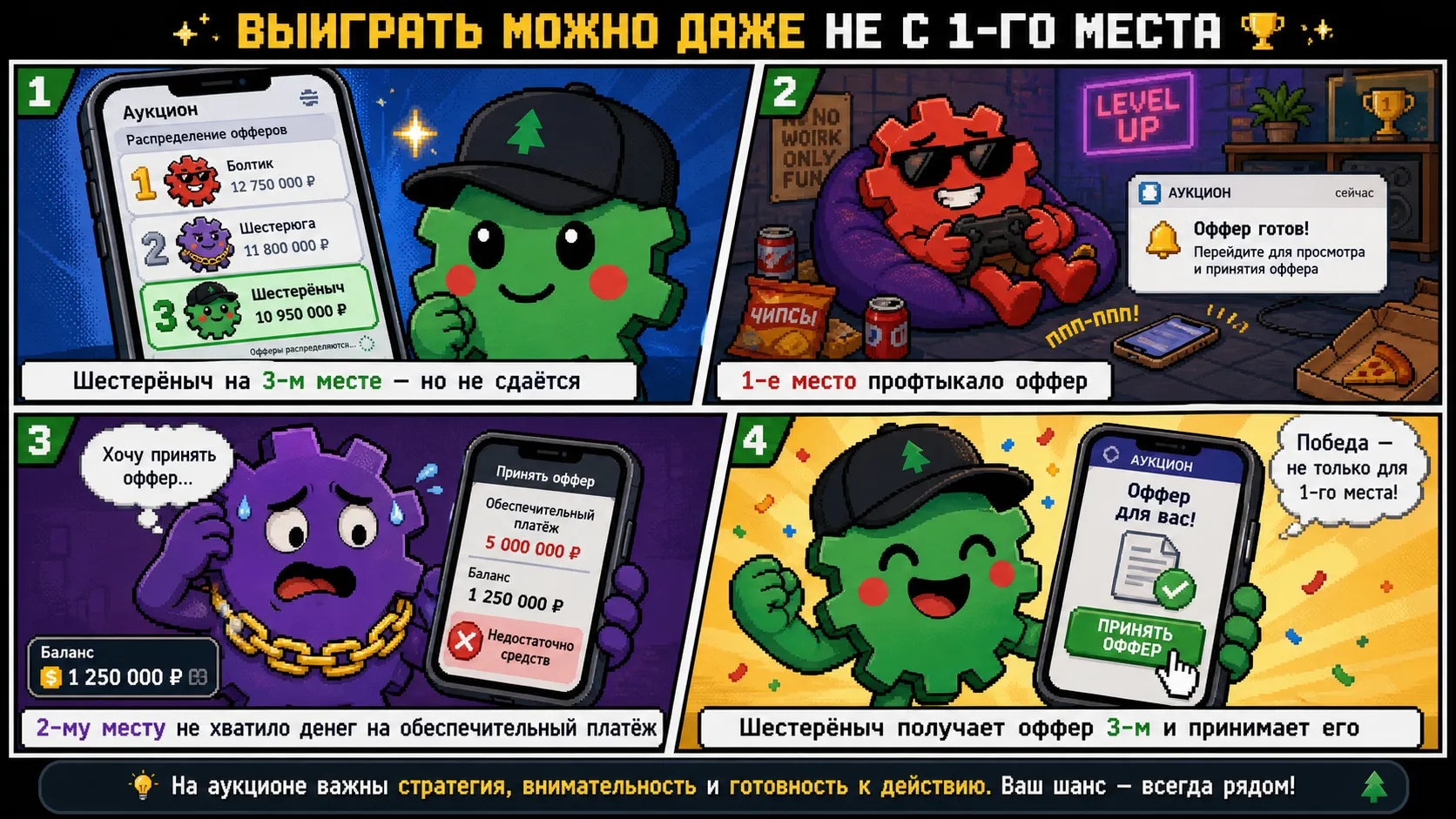 Выиграть можно даже со 2-3-4-5.. мест