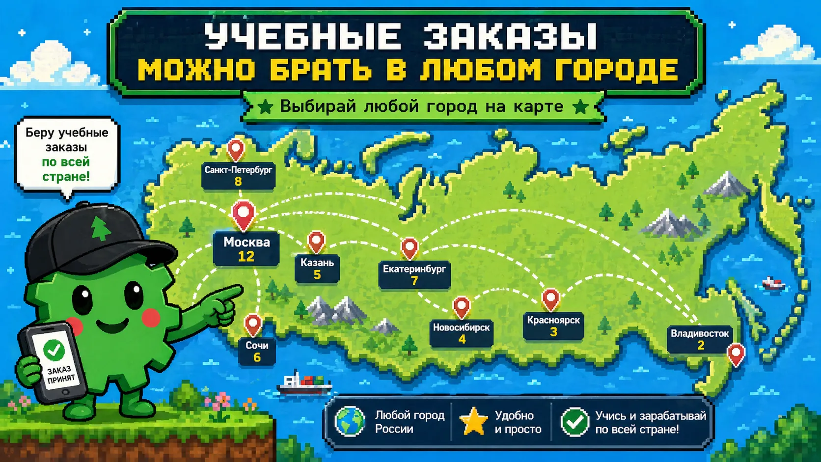 3. Учебные заказы можно брать в любом городе