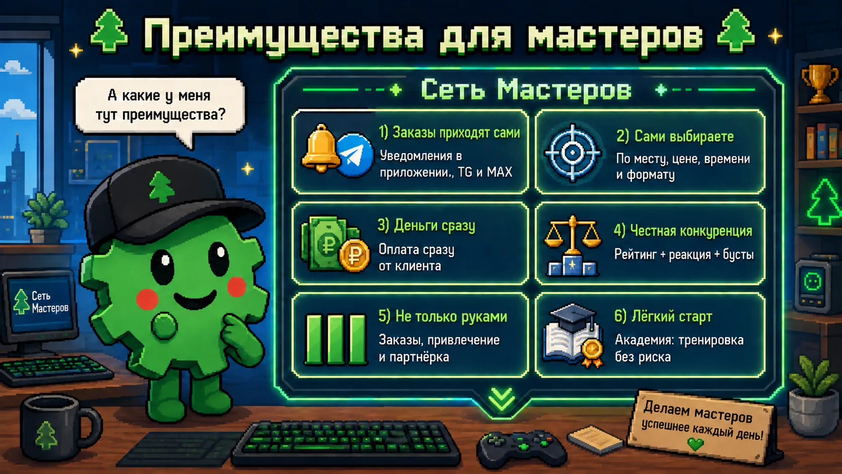 Преимущества для мастеров