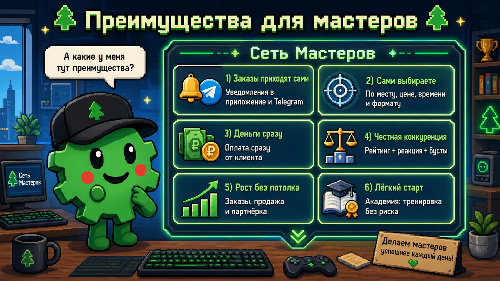 Преимущества для мастеров