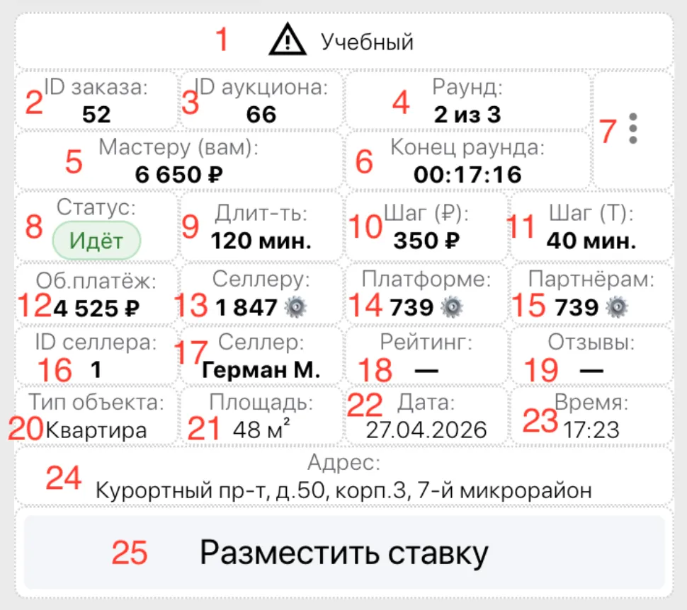 Обзор карточки аукциона